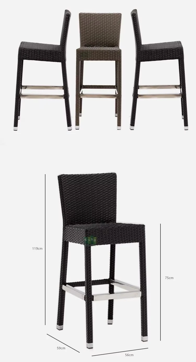 Customized Aluminum Black Rattan Outdoor Bar Stools Customized Aluminum Black Rattan Outdoor Bar Stools